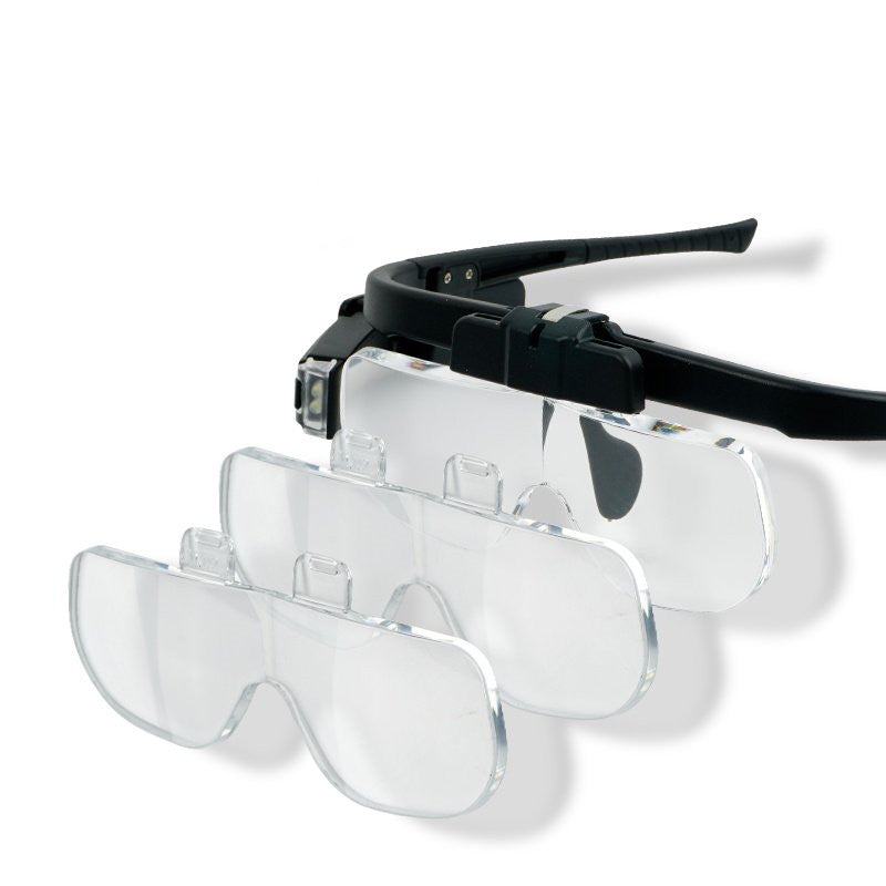 Wearable LED Magnifying Glasses with Adjustable Light and Replaceable Lenses