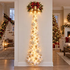 Christmas Wall Decoration with Warm Golden Lights and Winter Details