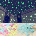 3D Glow-in-the-Dark Star Stickers, 100 Pieces, Multicolor Plastic