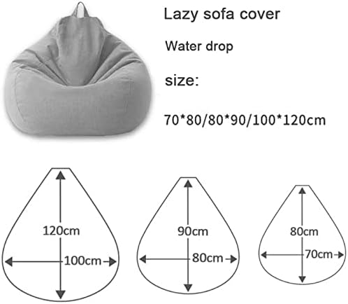 Bean Bag Chair Cover, Linen and Polyester, 31.5 x 35.4 in