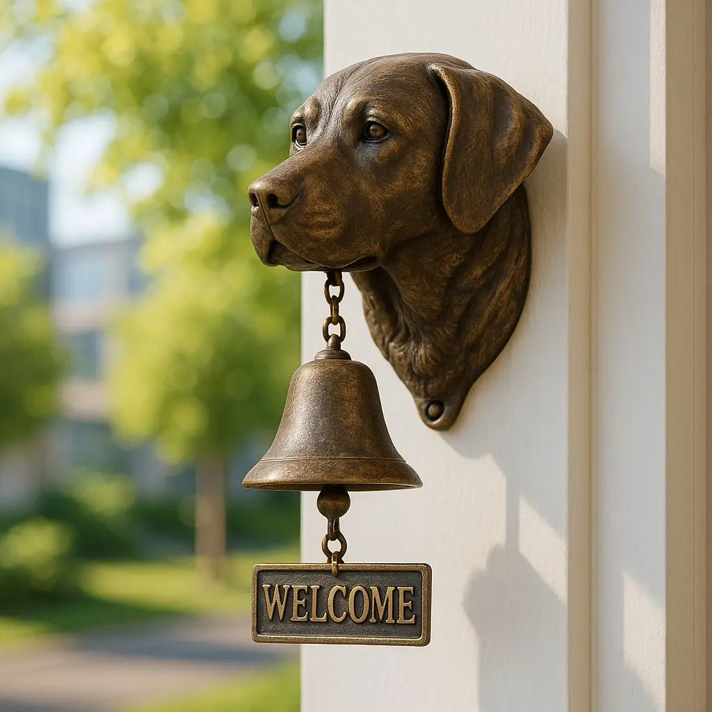 German Shepherd Bronze-Finish Wall Bell, 27 x 13 cm