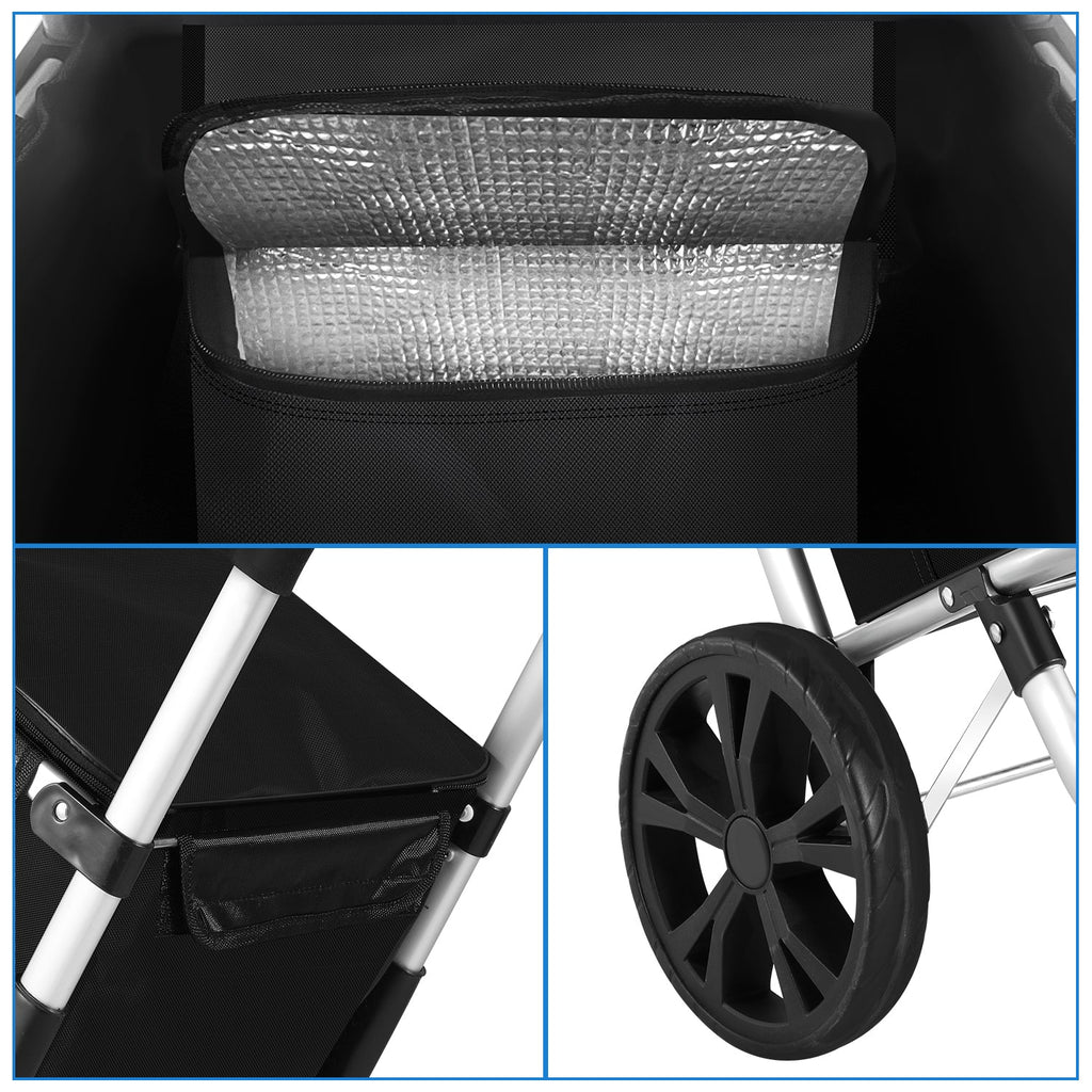 Foldable Shopping Trolley, 40 L, 1680D Oxford Fabric and Aluminum
