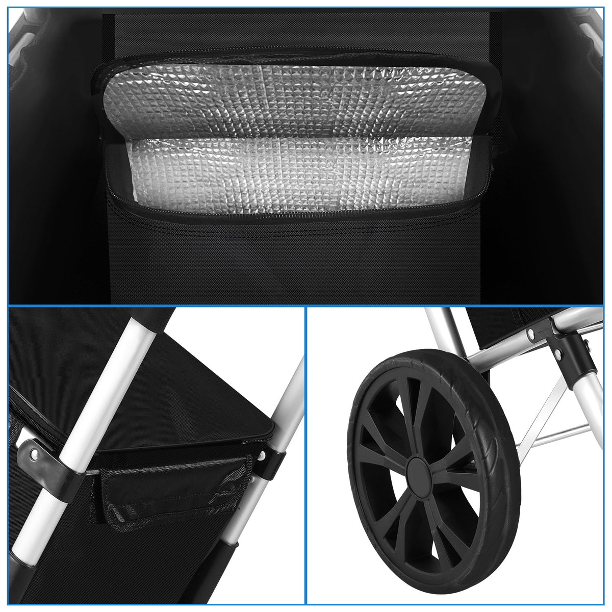 Foldable Shopping Trolley, 40 L, 1680D Oxford Fabric and Aluminum