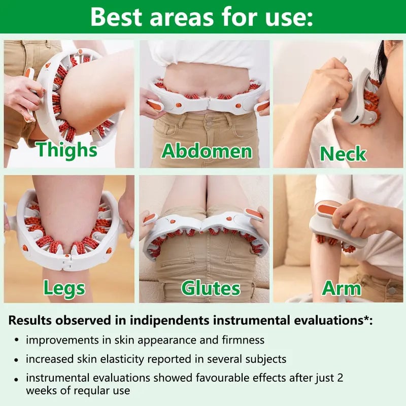 Manual Massage Roller with 360° Rollers, Adjustable Opening and Removable Handle