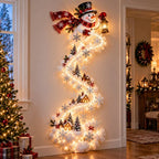 Christmas Wall Decoration with Warm Golden Lights and Winter Details