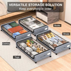 48L Wheeled Underbed Storage Organizer, Polyethylene and Metal Frame, view 3