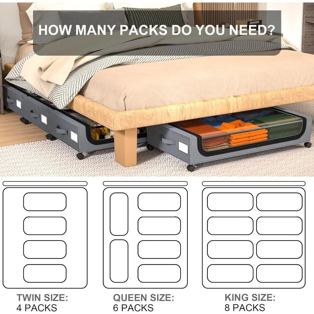 48L Wheeled Underbed Storage Organizer, Polyethylene and Metal Frame, view 4