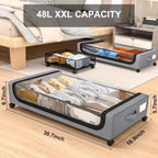 48L Wheeled Underbed Storage Organizer, Polyethylene and Metal Frame, view 5