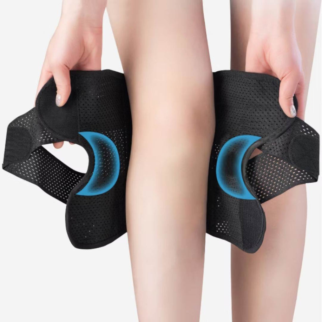 Knee Pads with Compression Springs and Adjustable Tension Strap