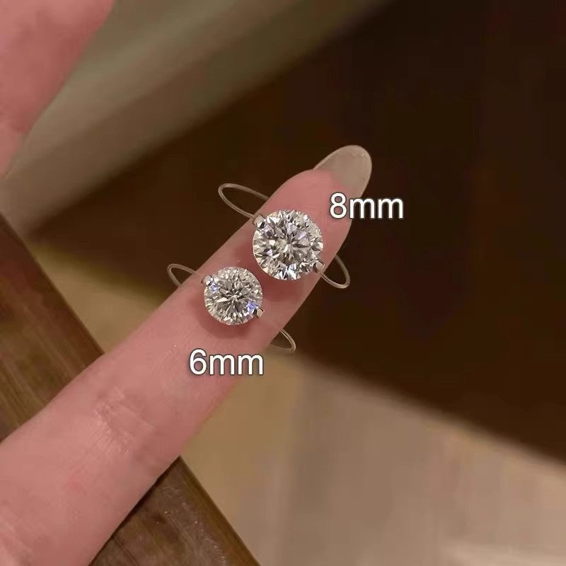S925 Sterling Silver Moissanite Invisible Band Ring, 1–2 Carat