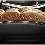 Quilted Short Plush Car Seat Cushion Pad with Headrest Cover, 19.1 x 40.6 in
