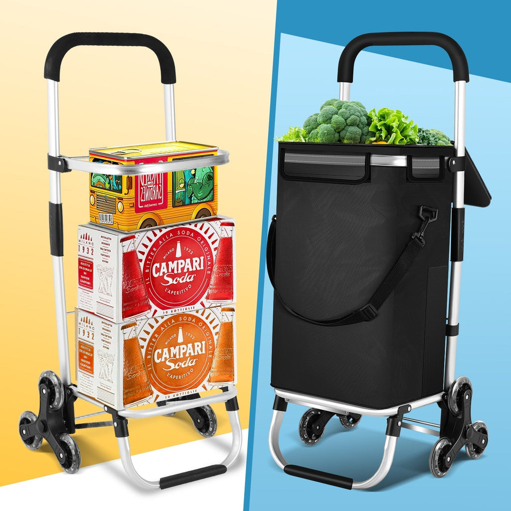 Foldable Shopping Trolley, 40 L, 1680D Oxford Fabric and Aluminum