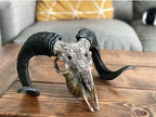 Carved Resin Ram Skull with Removable Horns, 20cm Wide