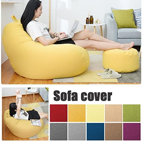 Bean Bag Chair Cover, Linen and Polyester, 31.5 x 35.4 in