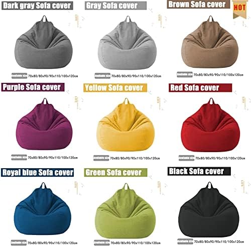 Bean Bag Chair Cover, Linen and Polyester, 31.5 x 35.4 in