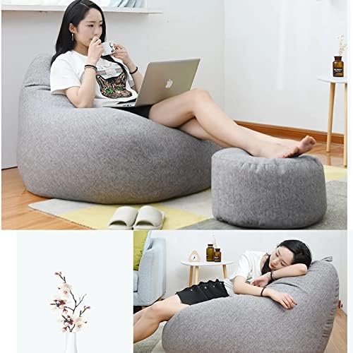 Bean Bag Chair Cover, Linen and Polyester, 31.5 x 35.4 in