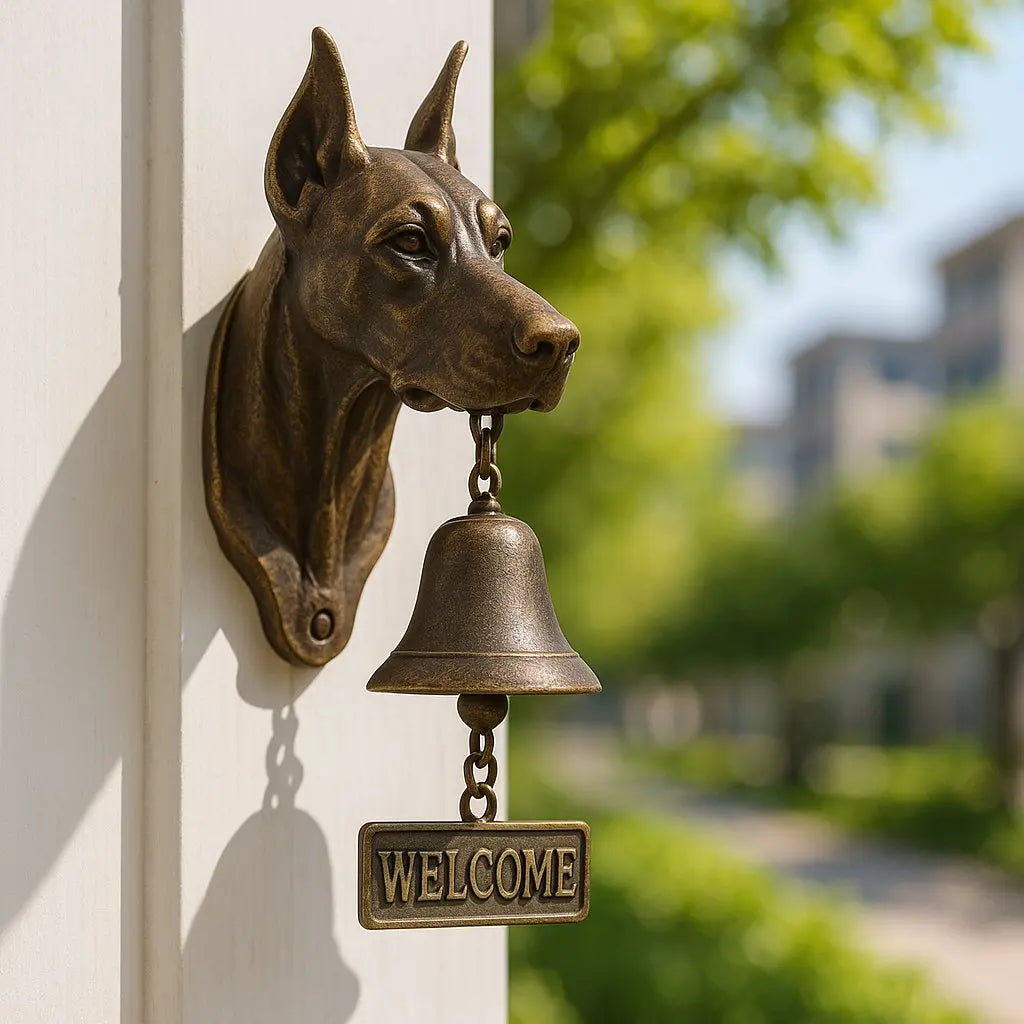 German Shepherd Bronze-Finish Wall Bell, 27 x 13 cm