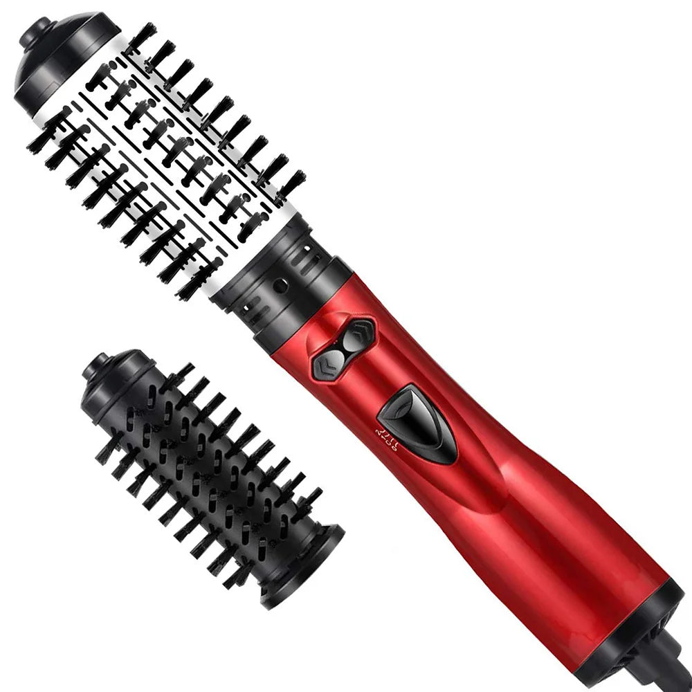 Rotating Hair Dryer and Styler with Two Brushes, 1000W, Adjustable Heat