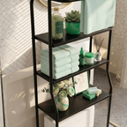 Freestanding 3-Tier Over-the-Toilet Bathroom Storage Shelf with Towel Bar