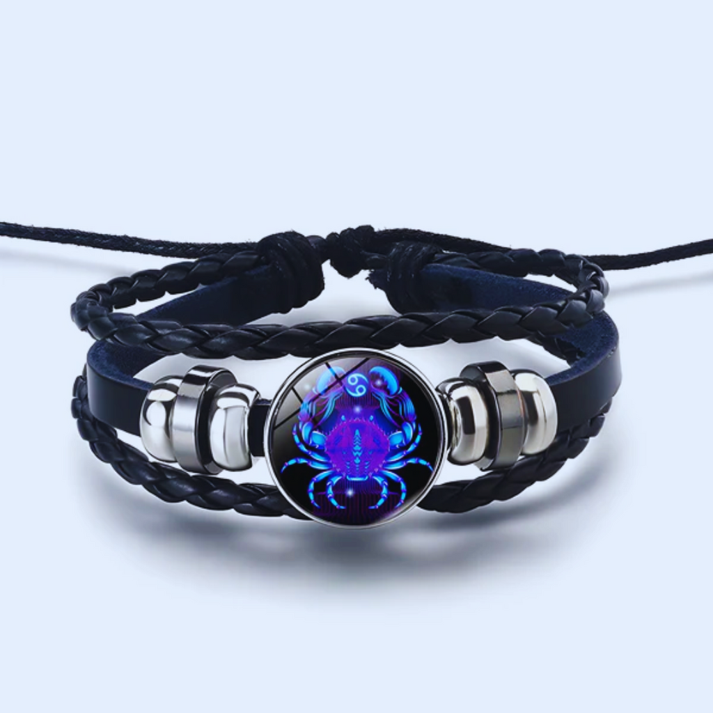 Zodiac Sign Bracelet in Alloy, Leather, Suede and Wax, 16cm + 5cm Adjustable