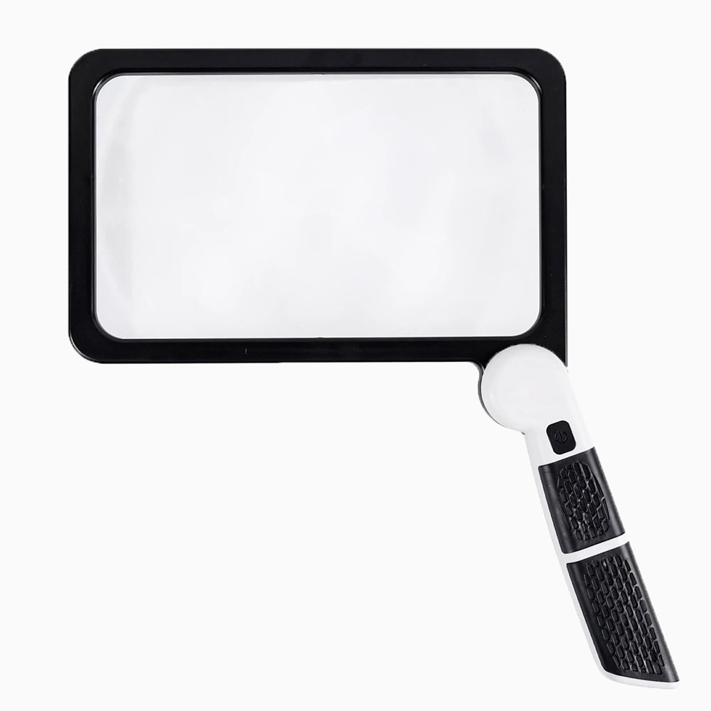 5× Magnifying Glass with 48 Dimmable LEDs, Foldable Handle