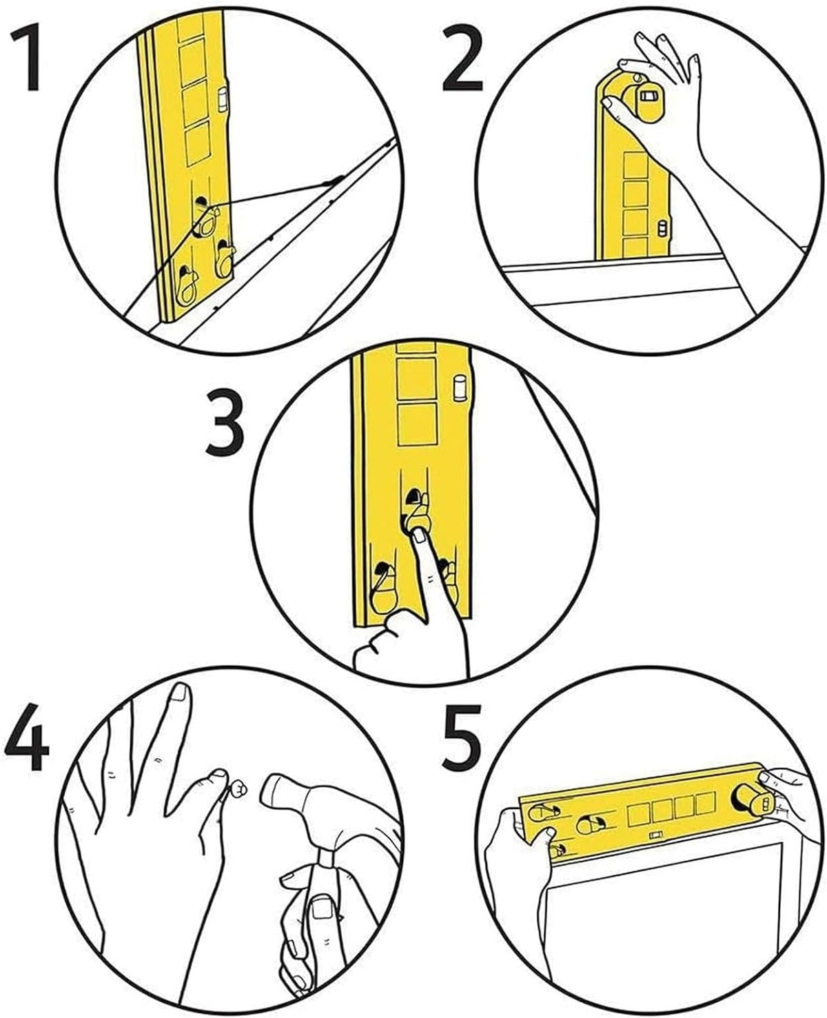 Hanging Picture Tool with Built-In Level, Marking Pins and Hardware