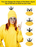 Adult Halloween Costume Accessories Set, Yellow Beanie, Goggles and Gloves