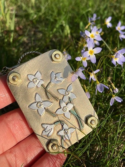 Mini Flower Press, 35 × 50 mm, Silver Sheet and Brass Details