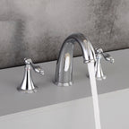 Brass Widespread Bathroom Sink Faucet with Two Lever Handles