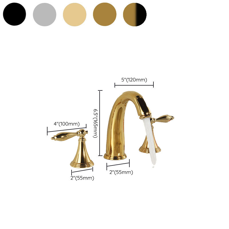 Brass Widespread Bathroom Sink Faucet with Two Lever Handles