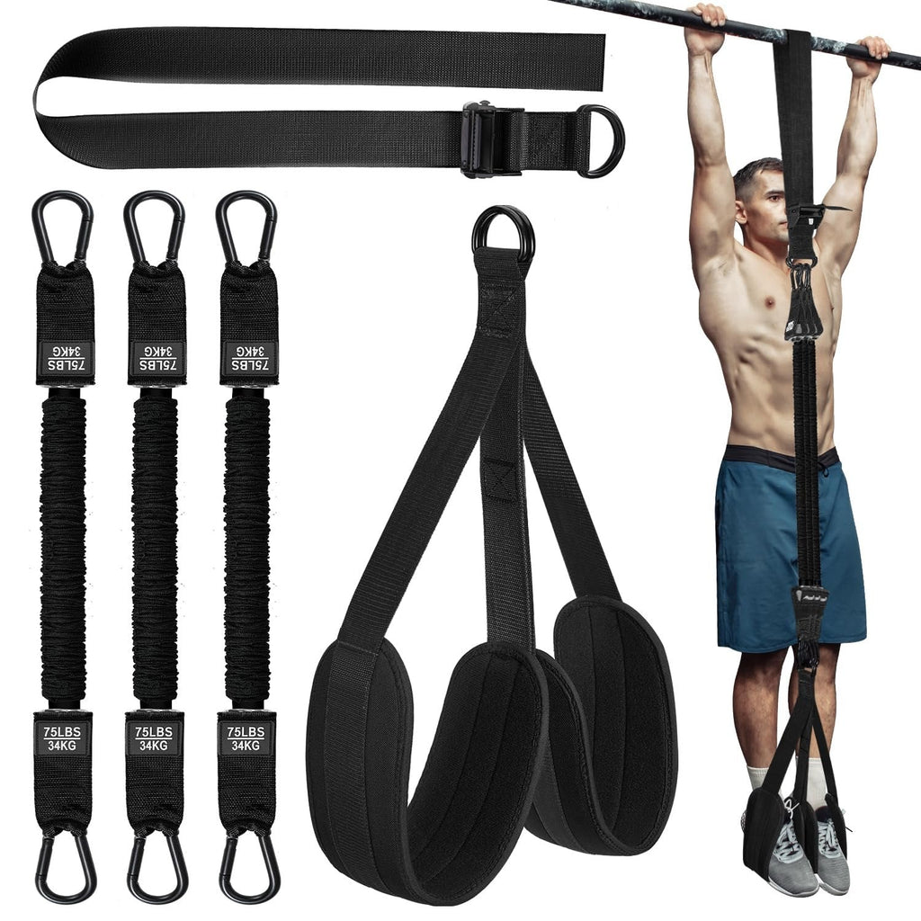 Pull-Up Assistance Band with Double Foot Support and Reinforced Steel Hooks