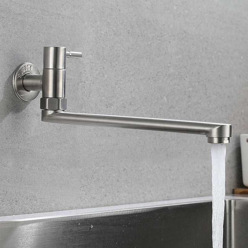 Stainless Steel Wall-Mounted Pot Filler Faucet, Single Handle