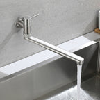 Stainless Steel Wall-Mounted Pot Filler Faucet, Single Handle