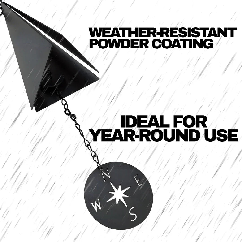20-Inch Recycled Steel Outdoor Wind Chime with Compass Windcatcher
