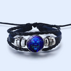 Zodiac Sign Bracelet in Alloy, Leather, Suede and Wax, 16cm + 5cm Adjustable