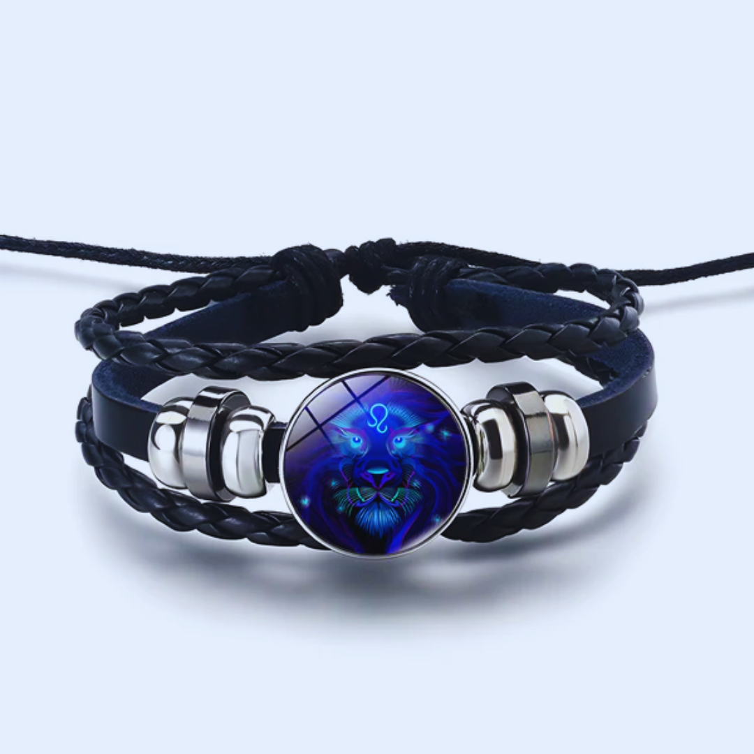 Zodiac Sign Bracelet in Alloy, Leather, Suede and Wax, 16cm + 5cm Adjustable