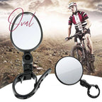 360° Rotatable Bicycle Rearview Mirror, Round or Oval, Handlebar Mount