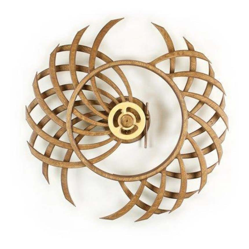 Handmade Wooden Kinetic Sculpture, Spring-Wound Moving Wall Art