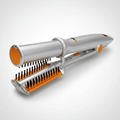 2-in-1 Rotating Hair Brush with Ceramic Coating, Black and Gold