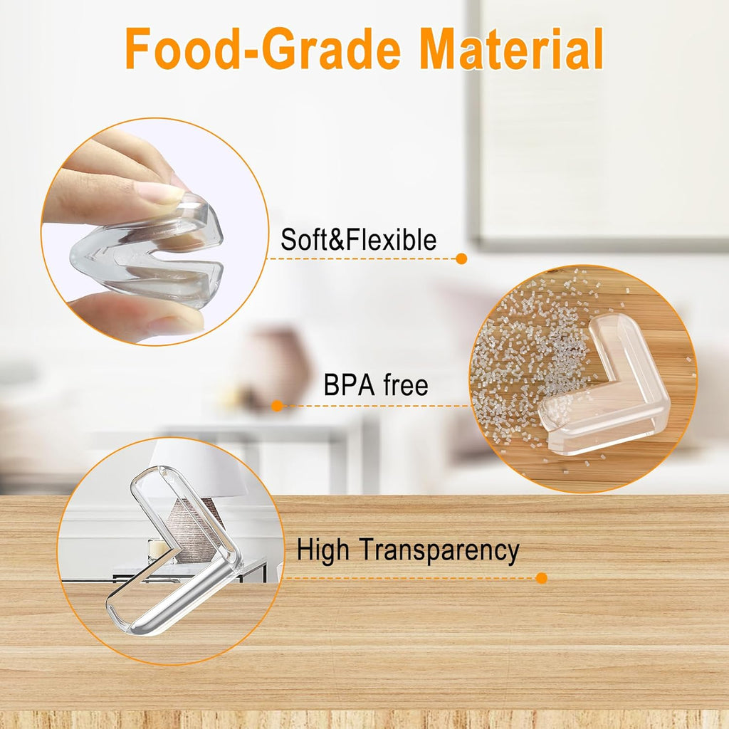 Pre-Taped Table Corner Protectors, L and Round or T Shapes