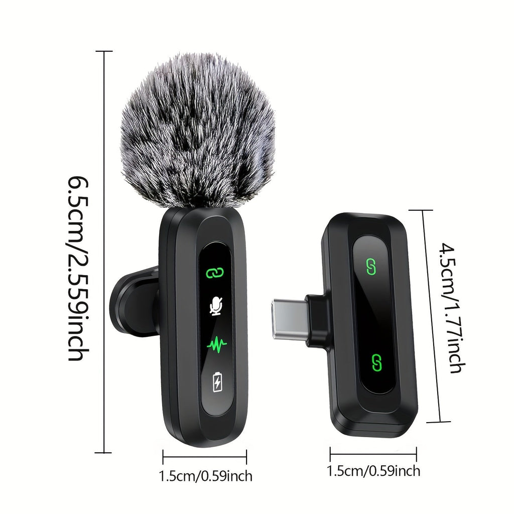 Wireless Clip Microphone with USB-C for Phones, Tablets & Cameras