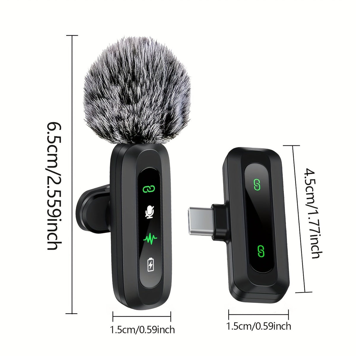Wireless Clip Microphone with USB-C for Phones, Tablets & Cameras