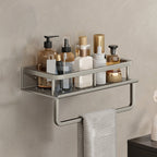 Carbon Steel Bathroom Shelf, 30–60 cm, Drill or Adhesive Mount