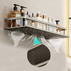 Carbon Steel Bathroom Shelf, 30–60 cm, Drill or Adhesive Mount