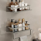 Carbon Steel Bathroom Shelf, 30–60 cm, Drill or Adhesive Mount