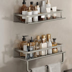 Carbon Steel Bathroom Shelf, 30–60 cm, Drill or Adhesive Mount