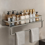 Carbon Steel Bathroom Shelf, 30–60 cm, Drill or Adhesive Mount