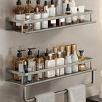 Carbon Steel Bathroom Shelf, 30–60 cm, Drill or Adhesive Mount
