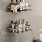 Carbon Steel Bathroom Shelf, 30–60 cm, Drill or Adhesive Mount