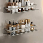 Carbon Steel Bathroom Shelf, 30–60 cm, Drill or Adhesive Mount